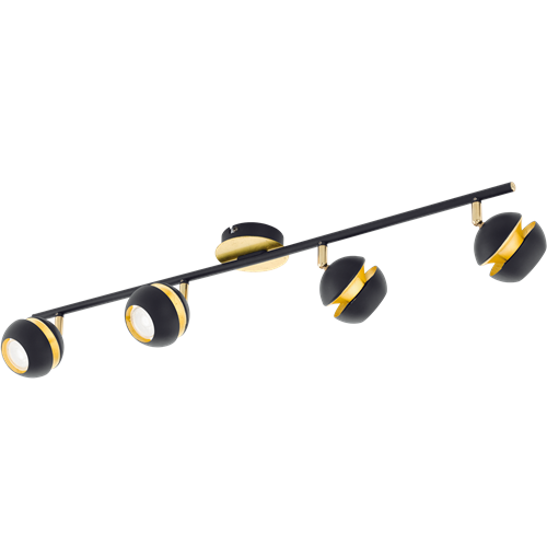 Nocito LED spotlampe i metal Sort og Guld, 4x3,3W LED, længde 76 cm, bredde 10,5 cm.